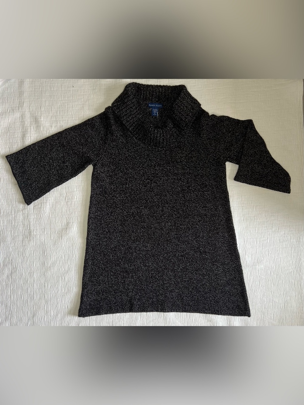 Karen Scott Black Marled Turtleneck Sweater